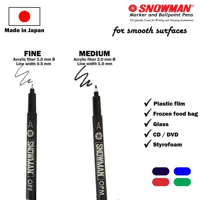 

Spidol Snowman OHP Permanent Marker OPF OPM 1 lusin isi 12 pcs