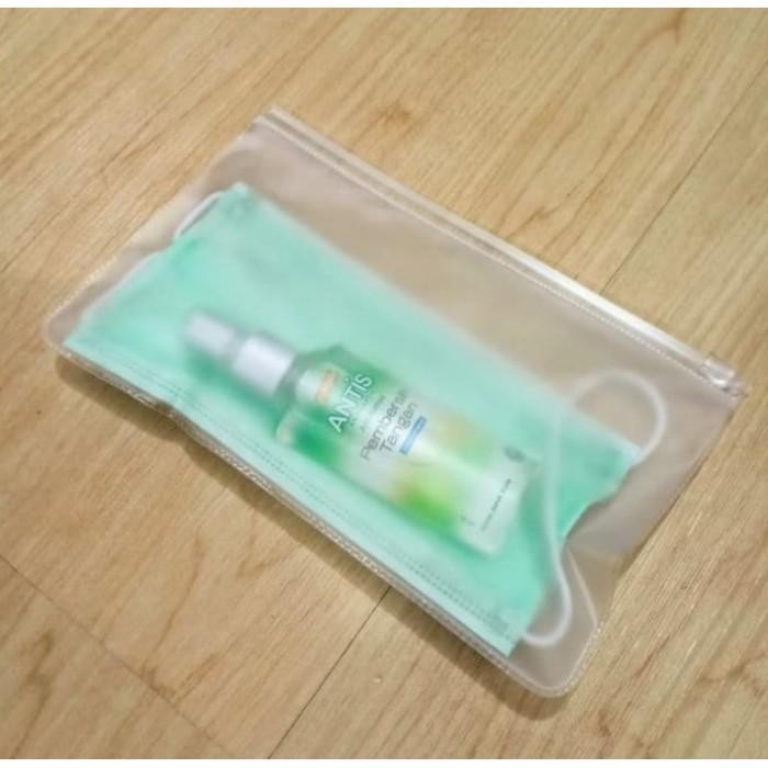 (Expert) Dompet Tempat Wadah Penyimpanan Masker Plastik Mika Doff Zipper Pouch