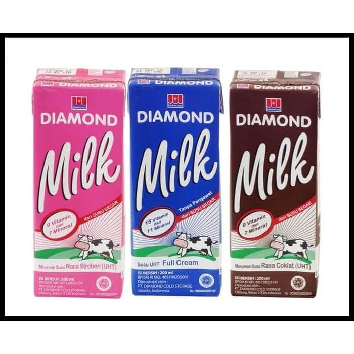 

(Expert) DIAMOND SUSU UHT 200Ml x 24pcs Minuman Vanilla Full Cream Coklat Stroberi
