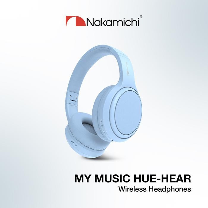Nakamichi My Music Hue Hear Wireless Bluetooth Headphones - Blue Headset Pasti Ori