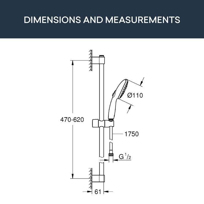 Grohe Tempesta 110 Shower rail set 3 sprays 27794003 / Grohe Shower