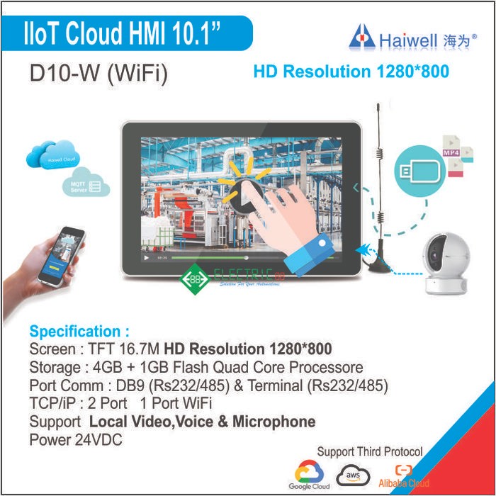 

terlaris D10-W Haiwell IoT Cloud HMI 10 Inch Support Video + WiFi