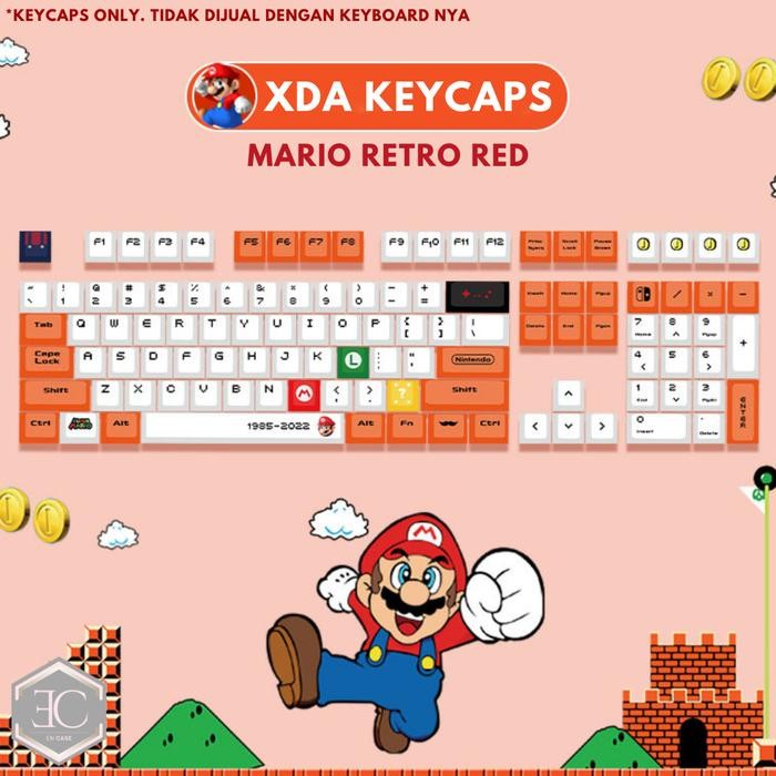 Terbaru Keycaps Keycap Keypad Pbt Xda Mario Retro Red Kartun Lucu Luigi Mario Bros