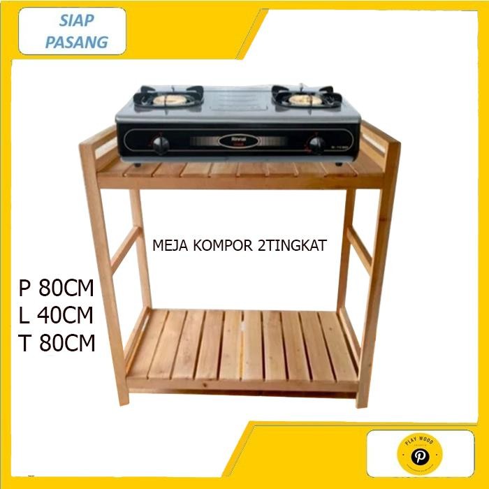 Rak Serbaguna Kompor 2 Tungku Susun / Rak Minimalis Dapur Kayu Pasti Diskon