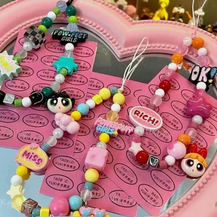 

PHONE STRAP POWERPUFF GIRLS PPG CRY BABY POP MART CHAIN TALI GANTUNGAN HP KAMERA LANYARD MANIK LUCU