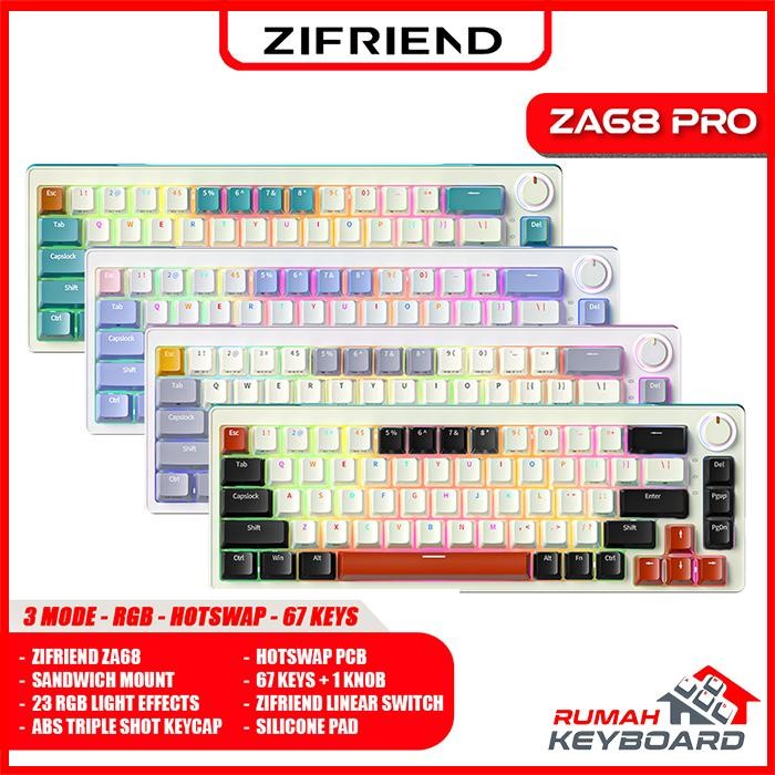 (Expert) MECHANICAL KEYBOARD - ZIFRIEND ZA68 PRO - 65% - 3 MODE - RGB - HOTSWAP