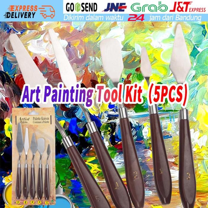 

Promo 5Pcs Spatula Palet Set Pisau Lukis Ukir Minyak Cat Palette Hias Kue Terlaris