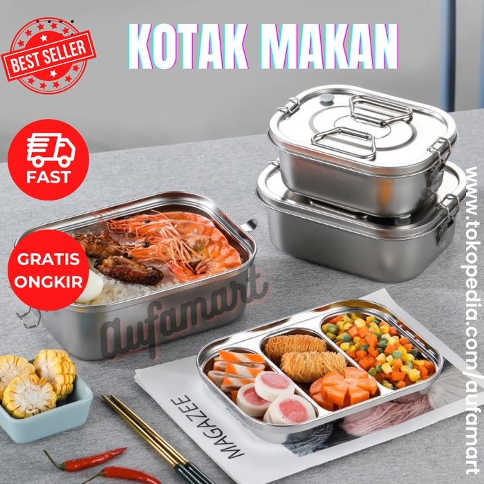Kotak Makan Bento Lunch Box Stainless Lock N Lock Food Grade Pasti Diskon