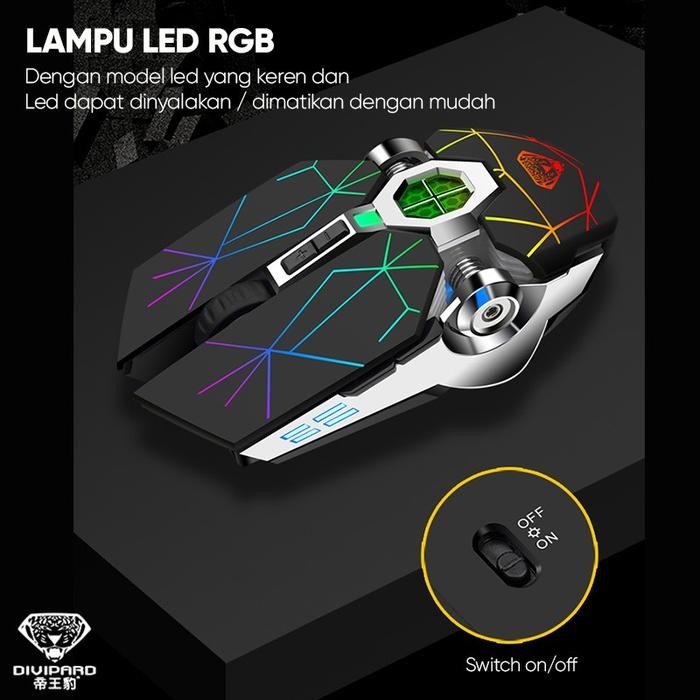(Expert) Wireless Mouse Mechanical Gaming RGB Charging Divipard Q7 4000DPI
