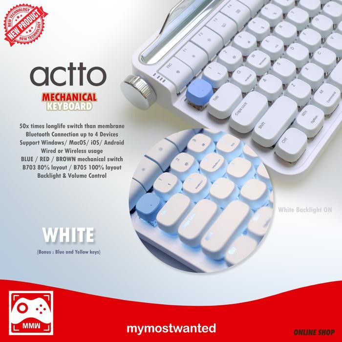 (Expert) Keyboard Mechanical Premium ACTTO backlit typewriter switch WHITE