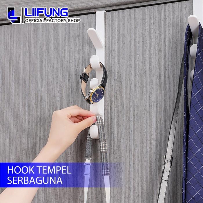 Gantungan Pintu Lemari Baju Topi Tas / Hook Tempel Berdiri Serbaguna Plastik
