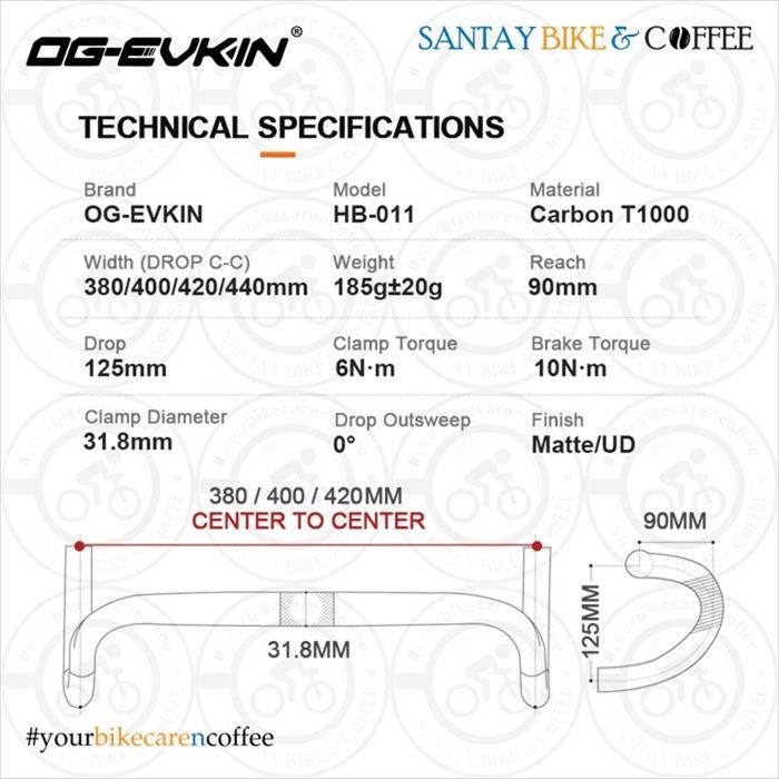 Og Evkin Hb011 Carbon Handlebar Dropbar Road Bike 31.8Mm 380 400 420Mm