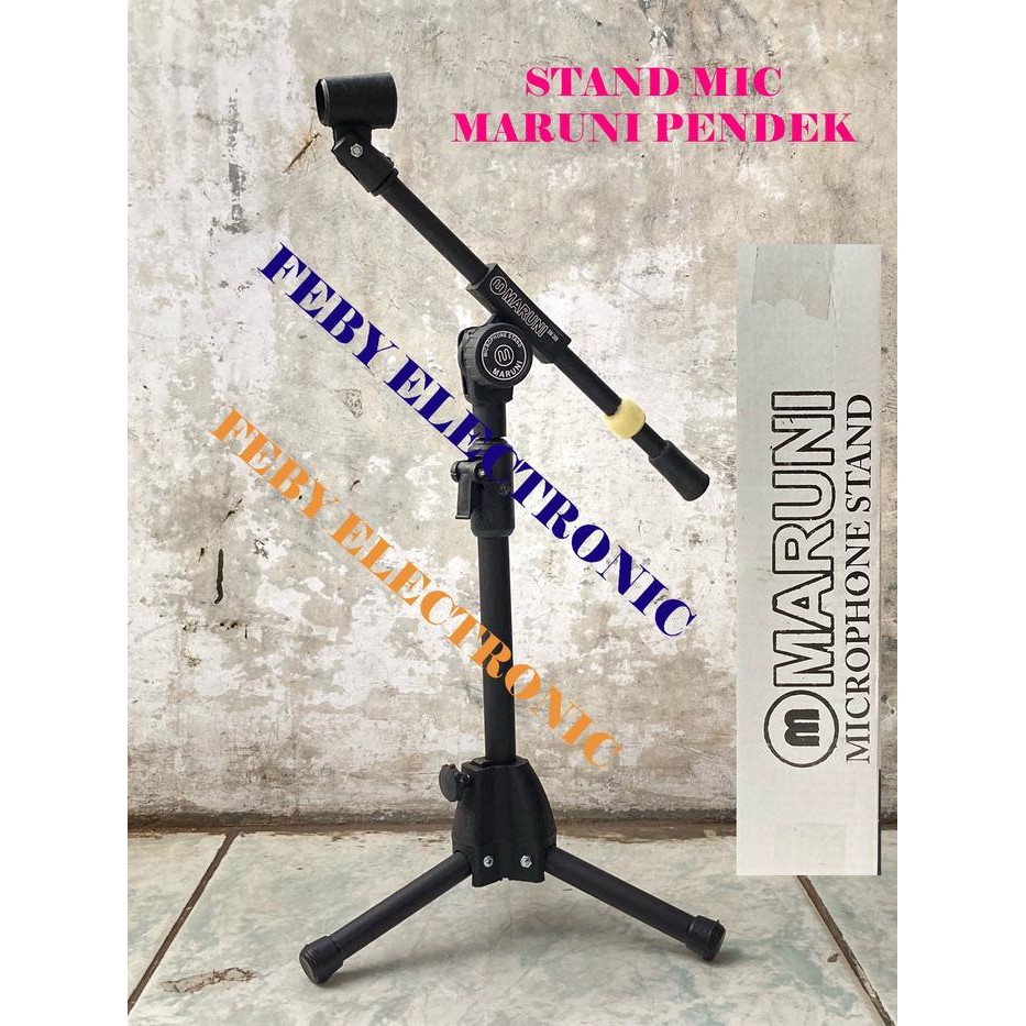 STAND MIC MARUNI PENDEK SUDAH TERMASUK KLEM CLAMP TRIPOD MICROPHONE