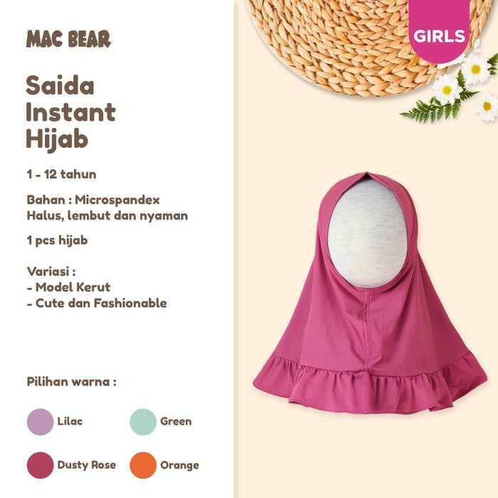 MacBee Hijab Anak Perempuan Kerudung Jilbab Anak Muslim Saida
