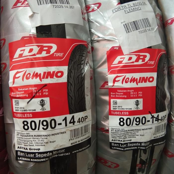 Fdr 80/90-14 Flemino Ban Motor Matic Depan Tubeles
