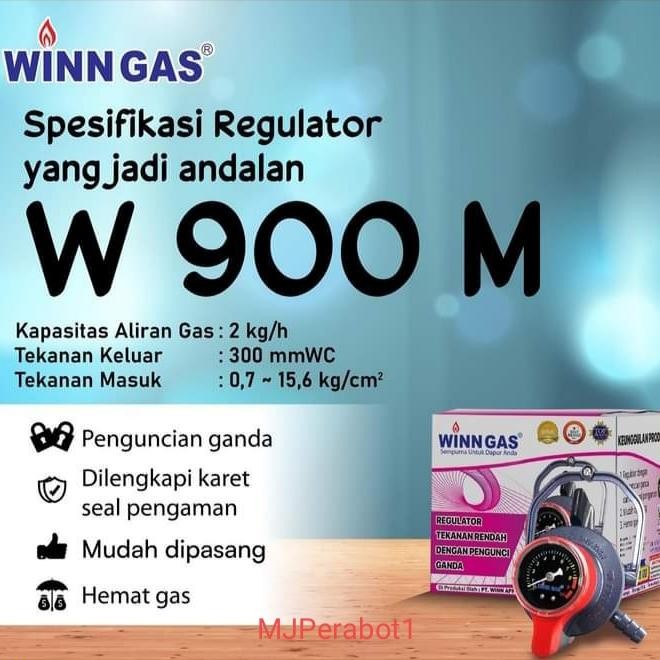 Regulator Winn Gas W 900M Meter Triple Lock Pengunci Ganda Pasti Ori