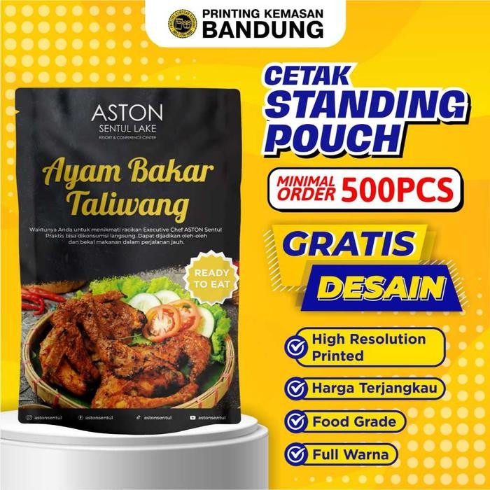 Standing Pouch Custom Packaging Cetak Kemasan Makanan Ringan Snack