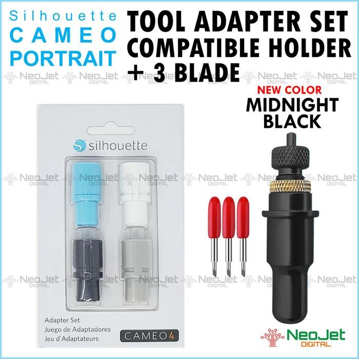 

PAKET TOOL ADAPTER COMPATIBLE HOLDER BLADE PISAU PORTRAIT CAMEO ALAT CUTTING TOOL BLACK BLUE GREY