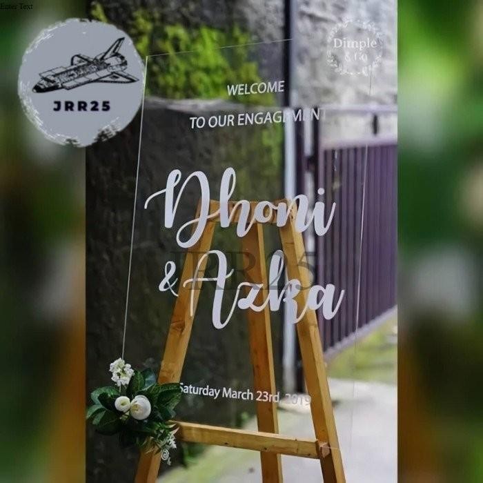 Papan Lamaran / Wedding / Tunangan / Welcome Sign Wedding Akrilik Grab/Gosend
