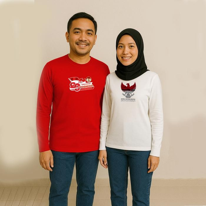 Ps Kaos Oblong Lengan Panjang Merah Putih 17 Agustus 2025 Dirgahayu Indonesia Ke-80 Grab/Gosend