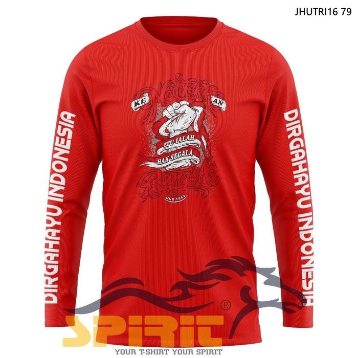 Baju Kaos Kemerdekaan Indonesia 1945 Kaos Agustusan Ke 79 Lengan Panjang Grab/Gosend