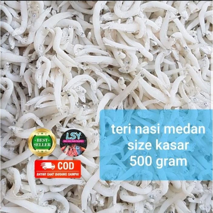 

New ikan asin Teri nasi medan super/ tn putih / size jumbo 500gram