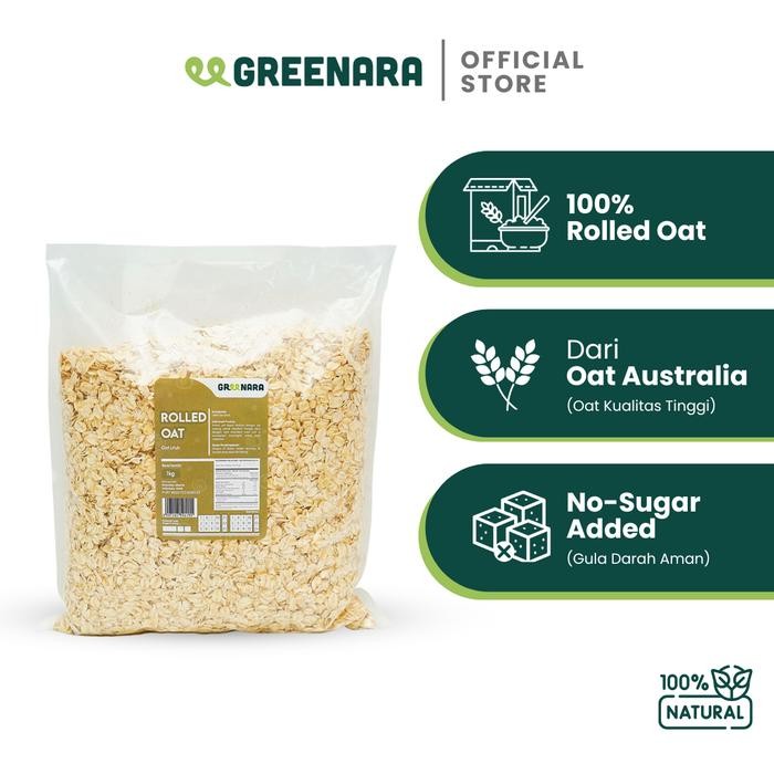 Greenara Rolled Oat 1kg / Greenara Oat Utuh 1kg