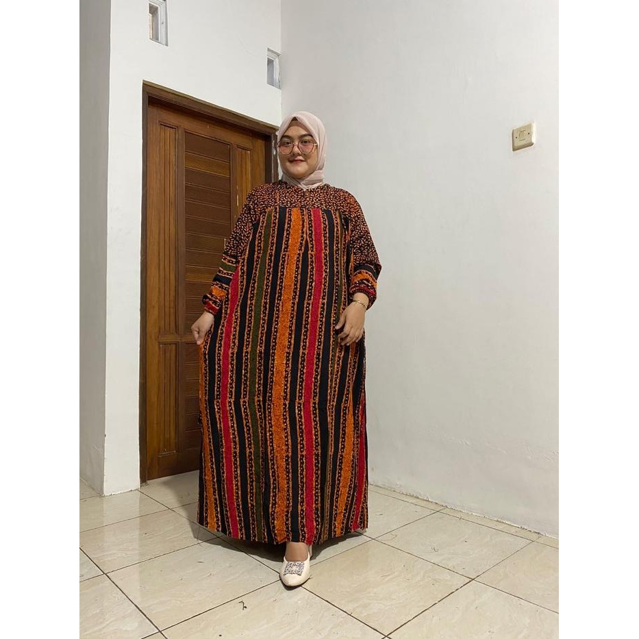 GAMIS BATIK NADYA LD 130 PB 135 motif batik tcap cantik bahan rayon tebal adem pekalongan Muslim