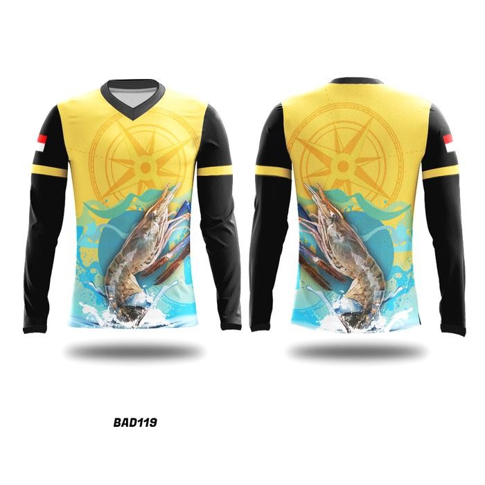 Kaos Baju Jersey Mancing Mania Udang Galah Capit Biru BAD119 Custom