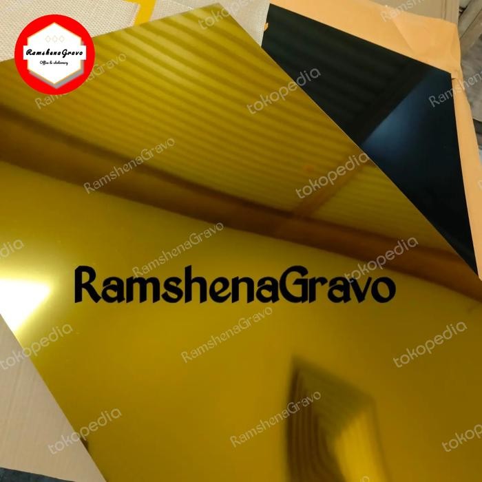 

Gravoply Gold Mirror / Bahan Name Tag / Gravir / Laser/120Cm X 60Cm