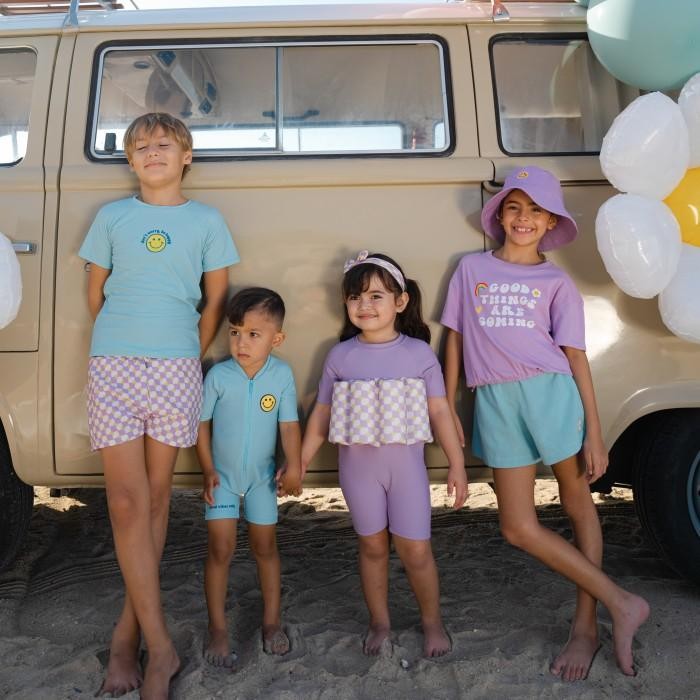 Let'S Get Groovy Unisex Top & Short Pants, Baju Renang Anak Asli 100%