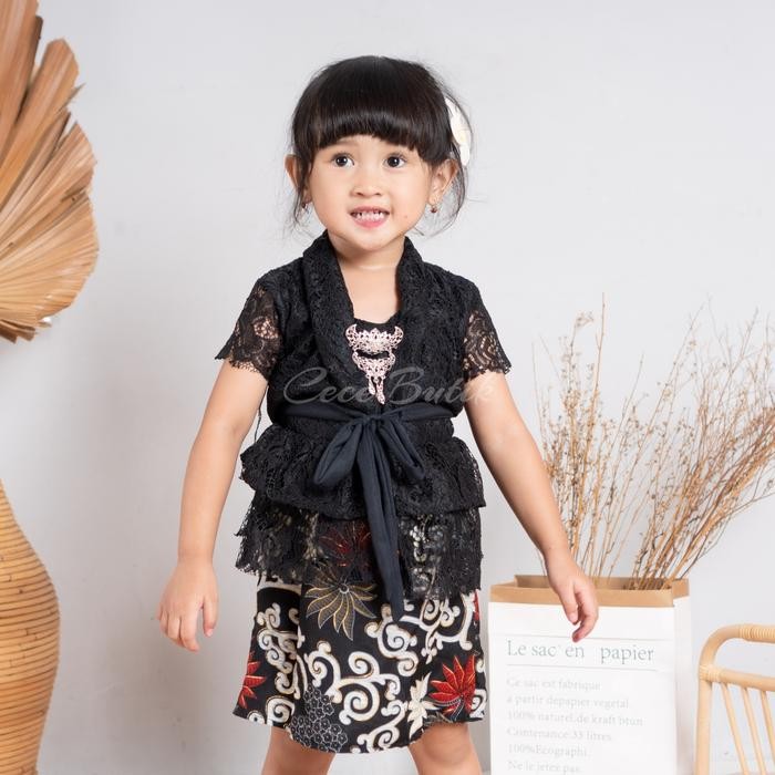 Set Kebaya Brukat Modern Anak Perempuan Free Bando Baju Kebaya Bayi Balita Anak Tanggung Baju Adat