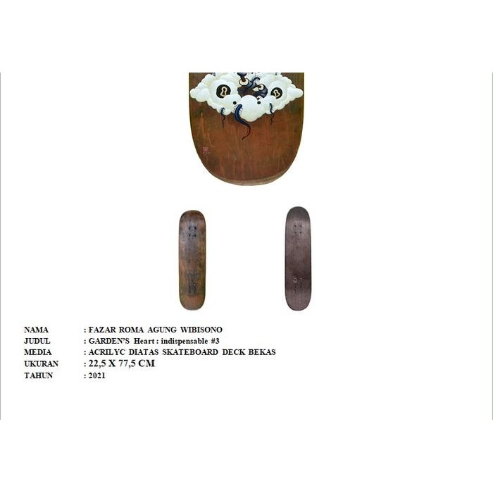 Lukisan Skateboard Deck Bekas Hiasan Dinding Garden Heart #3