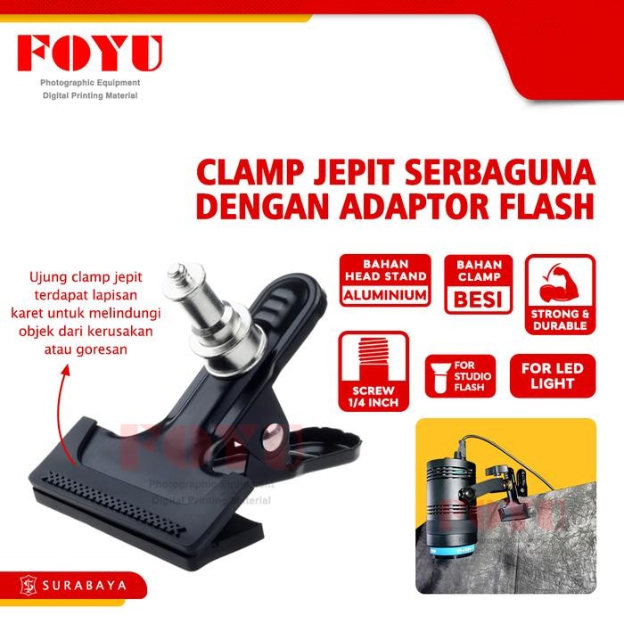 Clamp Klem Jepit Besi Spigot Pipa Serbaguna Adaptor Lampu Flash Copper Head