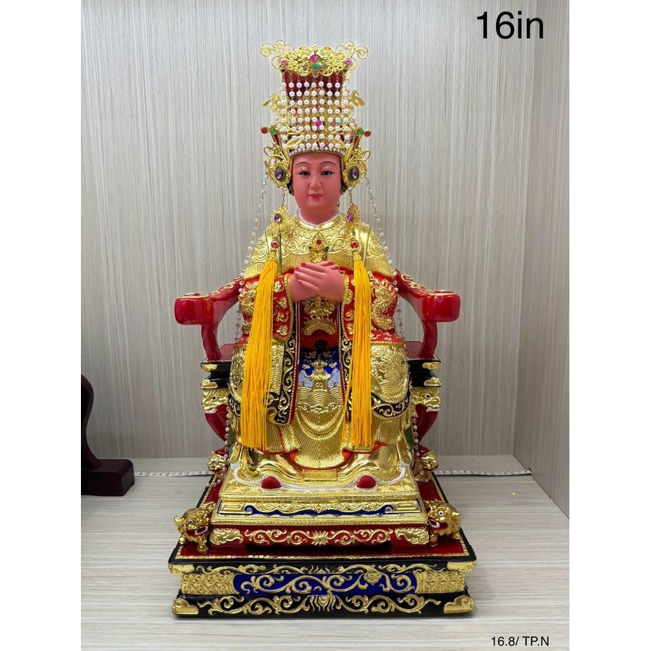 Patung Dewi Maco / Dewi Samudra / Mazu Taiwan 16In Mata Tanam