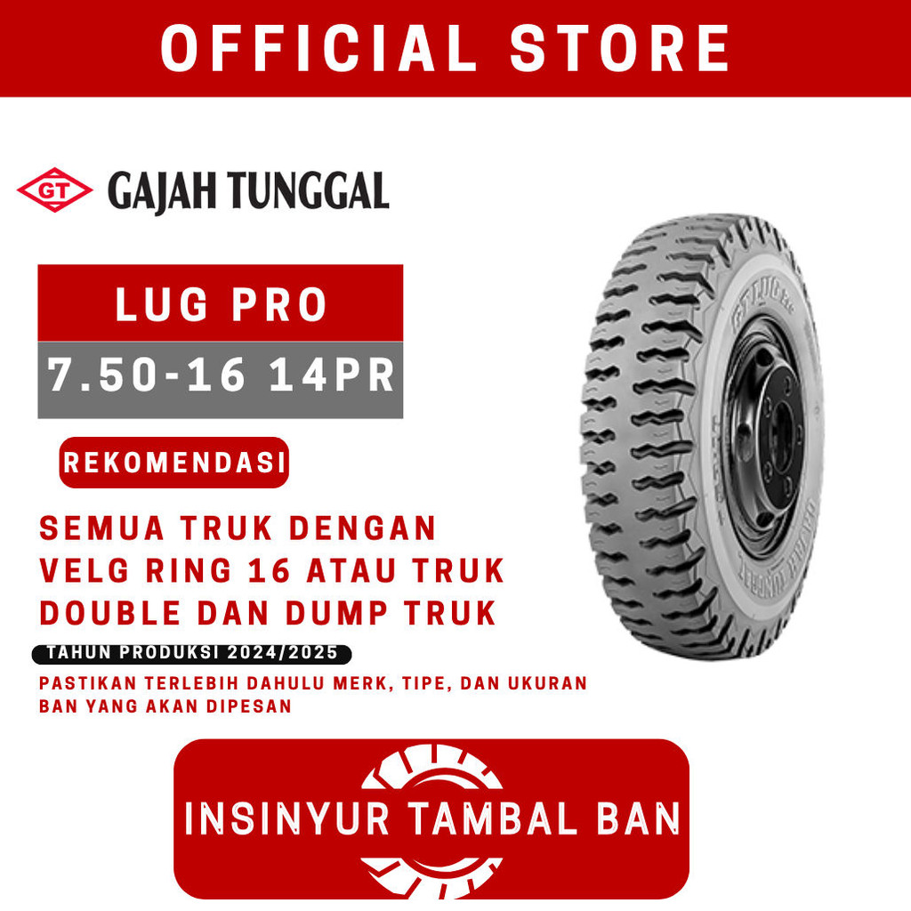 BAN MOBIL TRUK 750 16 GT LUG PRO TRUK