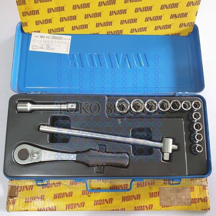 _^_^_^] Unior Series 190/1 Kunci Sok Socket Set 1/2" 10-24mm 6PT Metric MM
