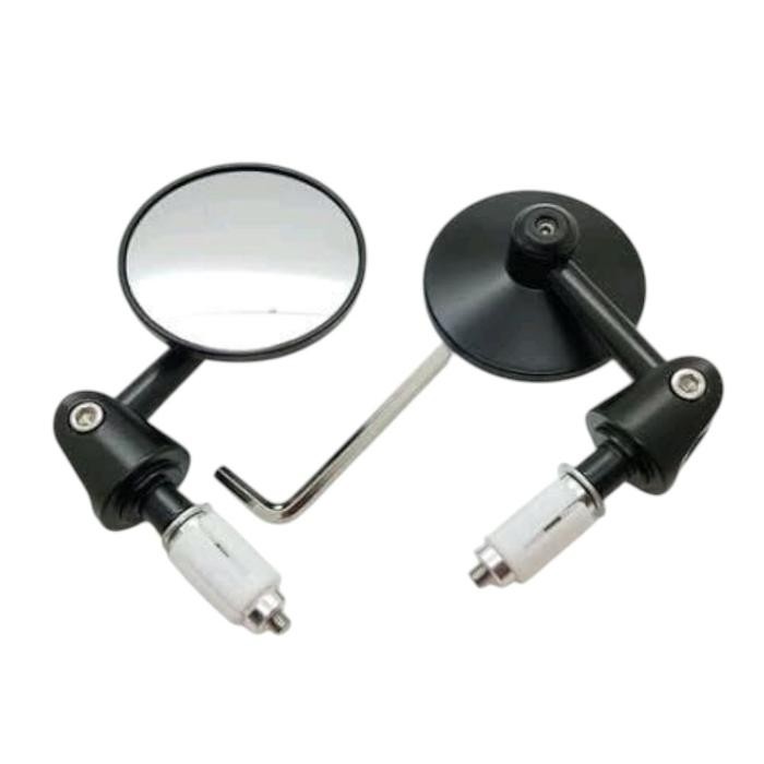 TERBARU KACA SPION JALU BULAT KACA PUTIH DATAR SPION JALU STANG BESI MOTOR MOTORCYCLE SPION BAR END