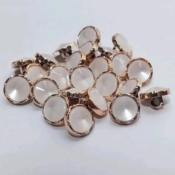 

100 Pcs Kancing Baju Mutiara Krucut Ukuran 13 mm - Kancing Jamur Mutiara Gold