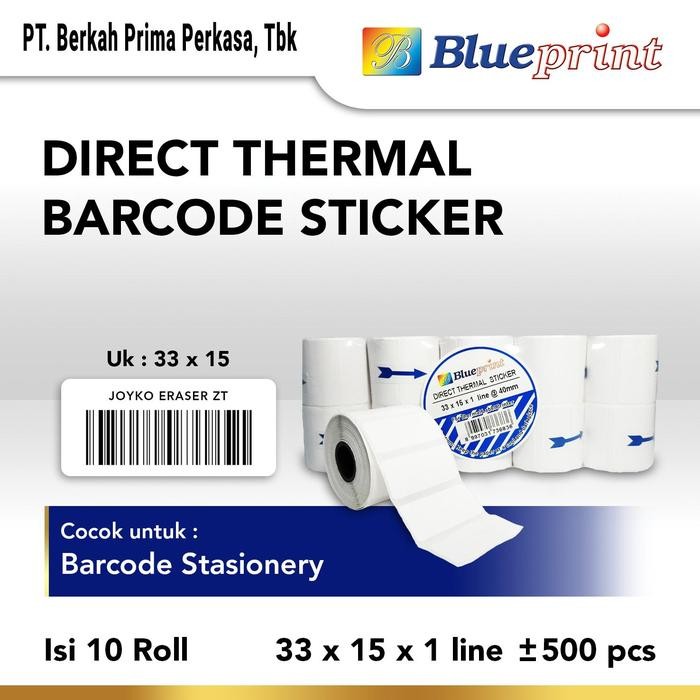 

Direct Thermal Sticker / Label Stiker BLUEPRINT 33x15x1 Isi 10 Roll
