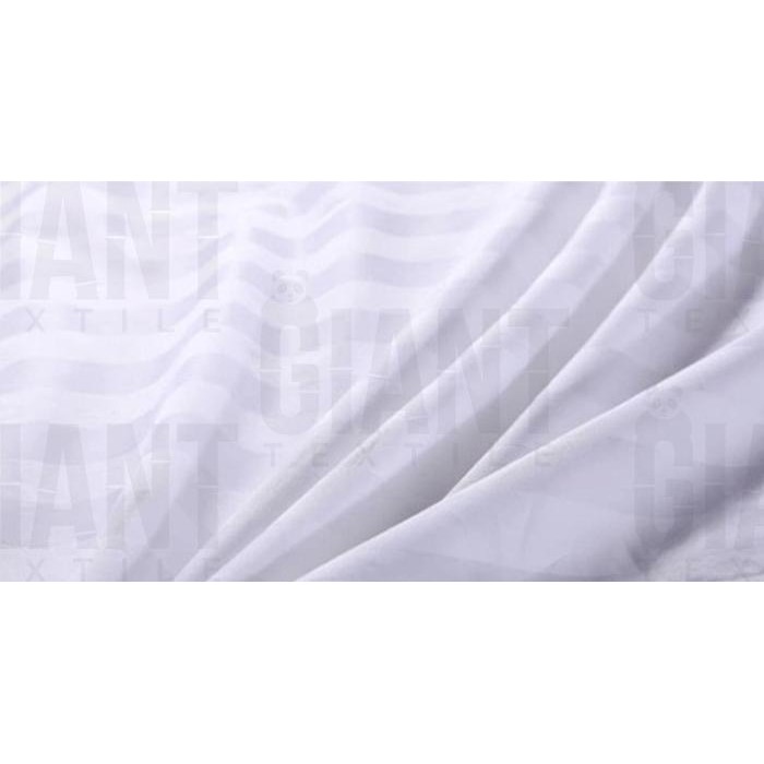 

Bahan Kain Katun Microtencel Putih Motif Salur 125GSM Termurah Meteran