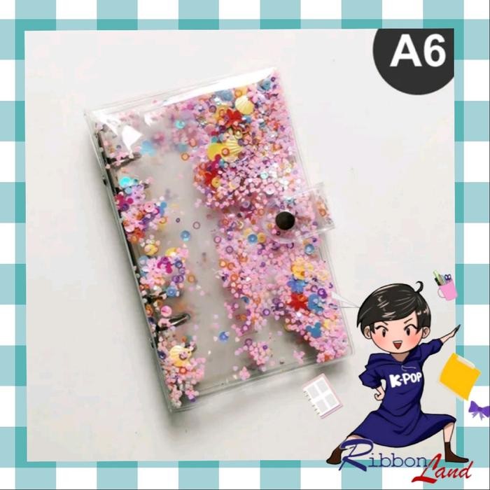 

(Free Penggaris) A6 Cover Binder Manik Sequin Crimson Love Pink