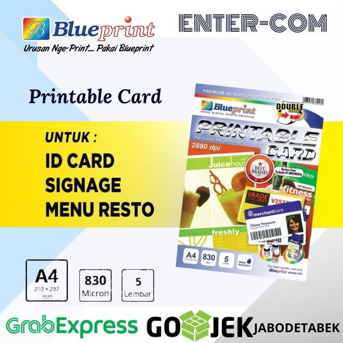 

Printable Card / ID Card Blueprint A4 Kertas PVC