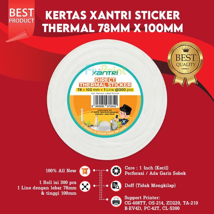 

Kertas Label Thermal Barcode 100x100 100x150 78x100 Roll 500pcs