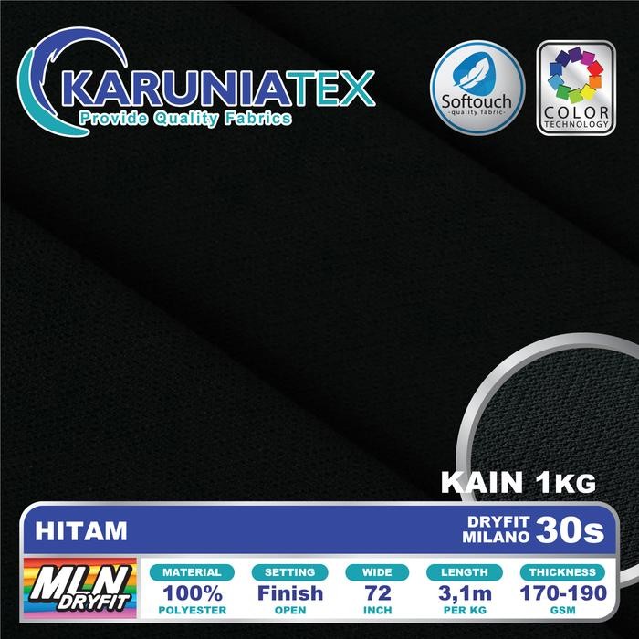 

Kain Dryfit Milano Premium 30s Hitam Karunia Textile