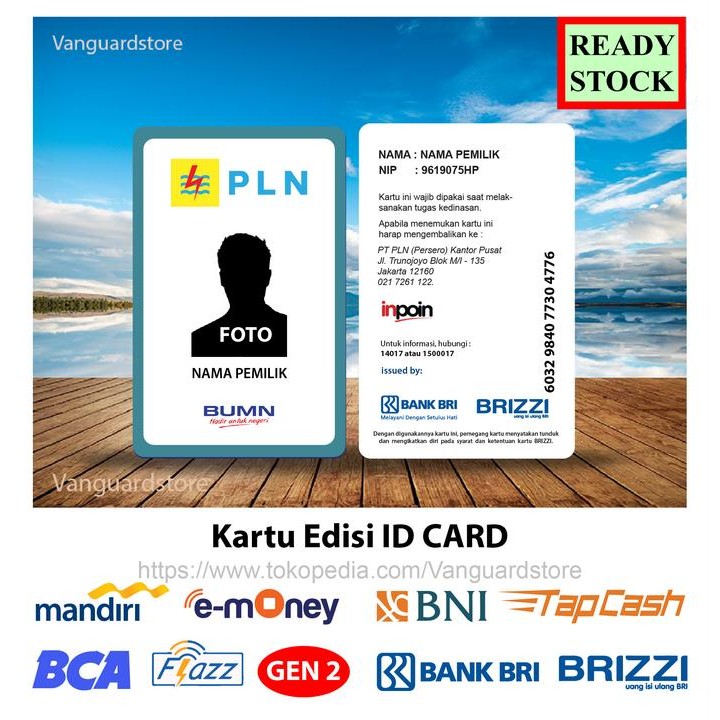 Emoney Etoll ID CARD BRI PLN Kartu Tanda Pengenal Kartu Nama - 2 SISI