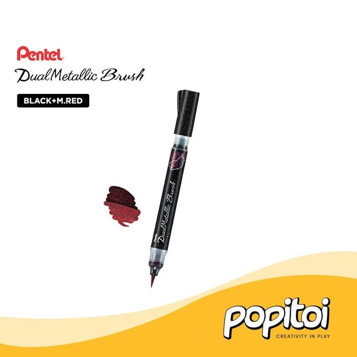 

Pentel Dual Tip Metallic Brush Pen Pena Kuas Metalik Gold Silver Emas Perak Glitter Mewarnai Craft