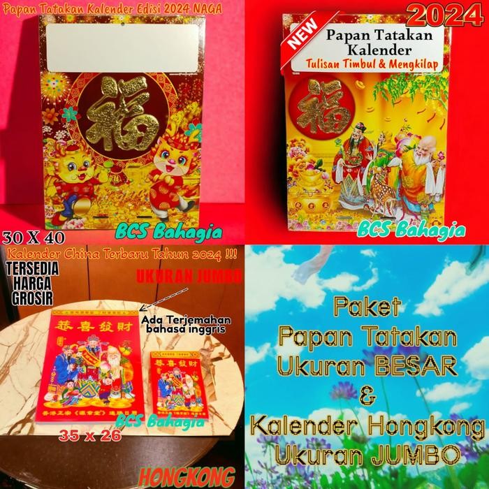 

siap kirim] Papan Tatakan Dan Kalender Sobek China Hongkong Tahun 2024 Uk Jumbo