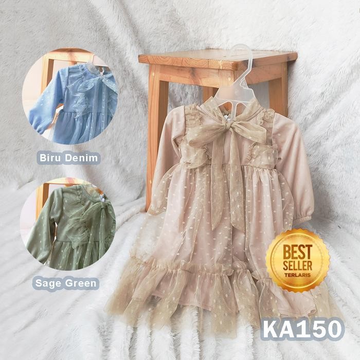 Gamis 2025 Mewah Elegan Coksu Baju Lebaran Coksu Anak Perempuan Lengan Panjang Motif Tile Polkadot