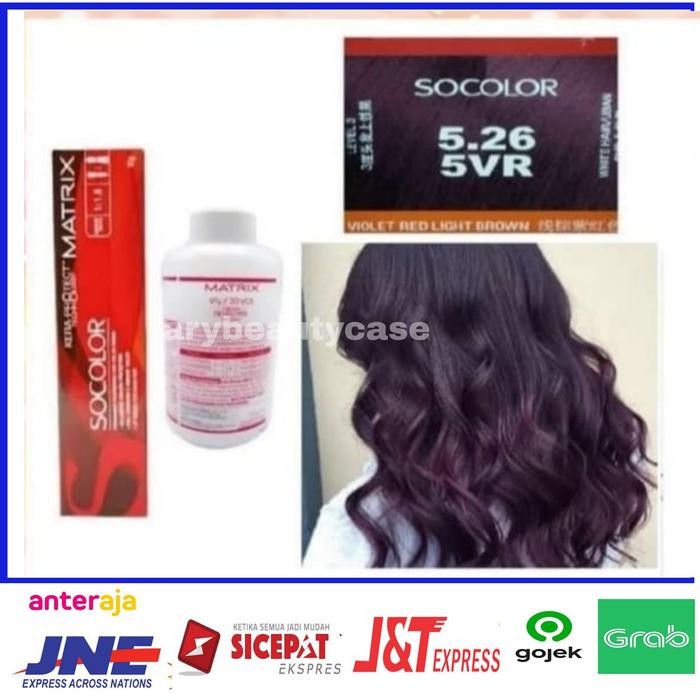 Terlaris Matrix Socolor Pewarna Rambut 5.26 Violet Red Light Brown + Oxidant Ready
